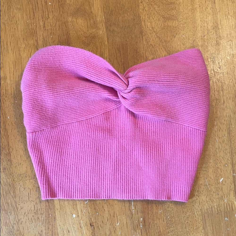 Princess Polly Pink Knotted Ribbed Tube Top